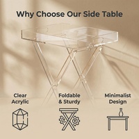 Table de service pliante d'extérieur en acrylique de luxe, plateau transparent personnalisé avec logo pour salon