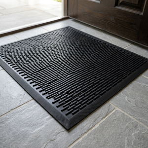 Tapis d'entrée antidérapant pour restaurant, design capsule en caoutchouc écologique et durable, 90x150cm, noir, moderne, 1cm d'épaisseur, fabriqué à la machine - Product Image 3