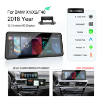 Meihua Écran tactile Android OLED 2k de 12,3 pouces pour lecteur avec cadre et faisceau pour BMW X1/X2/F48 2018 Ensemble complet
