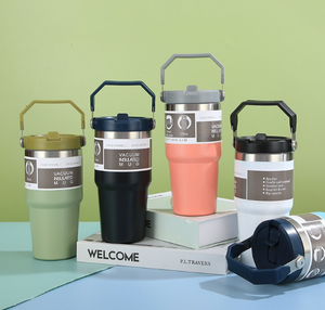 Gobelet isotherme personnalisé de 30 oz, couleur au choix, écologique, anti-fuite, avec poignée pour s'adapter au porte-gobelet de voiture, idéal pour l'école, les voyages, les cadeaux d'affaires - Product Image 5