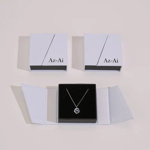 Black Flip Top Double Open Door Box Juego de joyas magnéticas Embalaje para pulsera Collar Joyas Regalo - Product Image 6