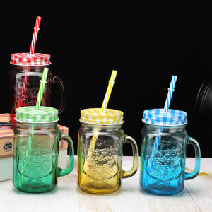 <span class=keywords><strong>Mason</strong></span> Jar 16oz xử lý Mugs thép Nắp ống hút phong cách uống kính cho Đảng và hàng ngày đồ uống sử dụng - Product Image 6