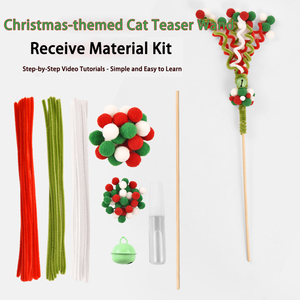 NiBao Yeni Yıl Kendin Yap El Yapımı Kedi Oyun Çubuğu Uzun Saplı Kendi Kendine Eğlence Noel Zili Peluş Top Kedi Oyuncağı - Product Image 4