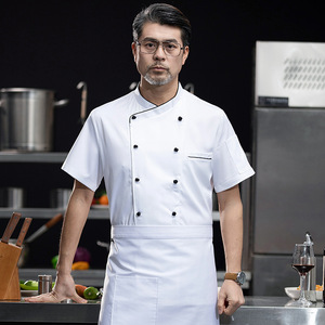 Respirant grande taille à manches longues et courtes hommes été salle à manger pâtisserie cuisson gâteau vêtements cuisine vêtements Chef uniforme pour hommes - Product Image 3