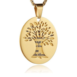 Collar con Colgante <span class=keywords><strong>de</strong></span> Acero Inoxidable <span class=keywords><strong>de</strong></span> Dos Piezas con Oración <span class=keywords><strong>de</strong></span> Serenidad y Árbol <span class=keywords><strong>de</strong></span> <span class=keywords><strong>la</strong></span> <span class=keywords><strong>Vida</strong></span> Recortado - Product Image 1