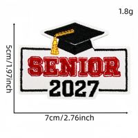 Patch thermocollant rouge avec nœud pour les diplômés de 2027, patch brodé pour chapeaux, classe de 2027