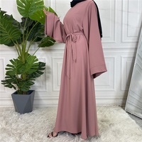 6394 #   Abaya Nida de qualité exceptionnelle, best-seller, avec manches évasées larges, robe modeste fermée style britannique, ceinture assortie, respirante pour le printemps