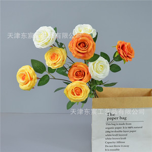 Dongchen Crafts Simulated Rose 3-Headed Single Stem <b>Artificial</b> <b>Flower</b> For Home Wedding Decoration - Product Image 2