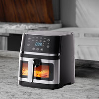 Friteuse à air 8-en-1 de 9 litres à double panier en acier inoxydable avec écran tactile numérique LED visible, 8 préréglages : Cuire, Rôtir, Déshydrater