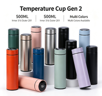 Bouteille d'eau isotherme en acier inoxydable de 500 ml avec affichage de la température, tasse thermos intelligente, gobelet de voyage isolé pour le bureau