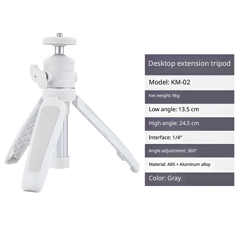Trépied à tige extensible gris-blanc