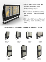 Projecteur LED 1000W 200W 300W 400W 500W 600W pour Terrains de Sport, Courts de Tennis, Arènes et Stades Extérieurs