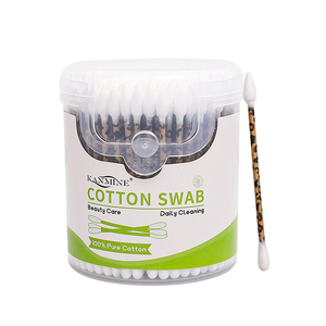 200 bâtonnets de coton en papier à motif léopard avec capuchon semi-ajustable, boîte ronde pour les personnes soucieuses de l'environnement - Product Image 2