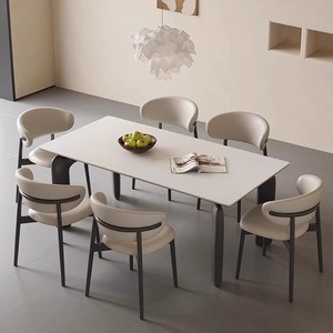 Tavolo da Pranzo in Bambù Stile Nordico, Moderno <span class=keywords><strong>e</strong></span> Semplice, Colore Noce, Rettangolare, per Piccoli Appartamenti, Uso Domestico, Piano in Pietra, Prodotto in Cina - Product Image 4