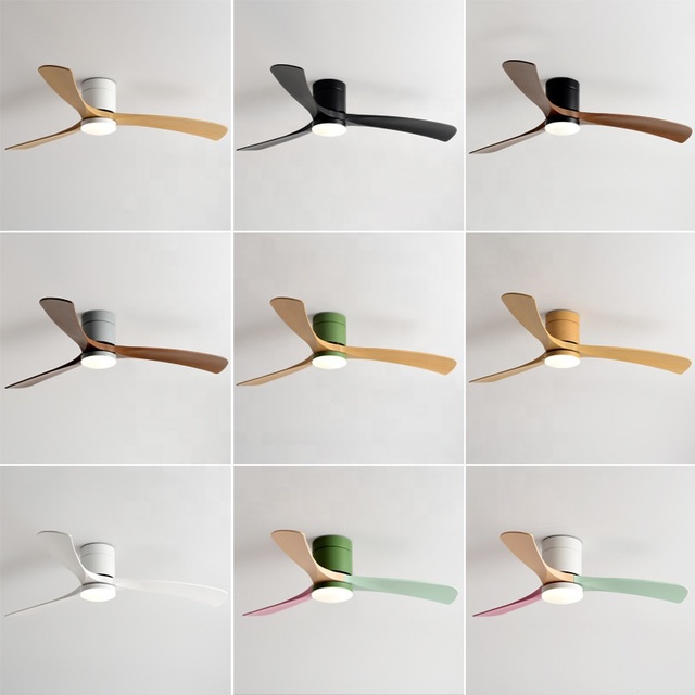 ABS Plastic Blade LED Ceiling Fan Six Speeds Remote Control Multi Color Option Modern Design DC Motor Ceiling Fan Light