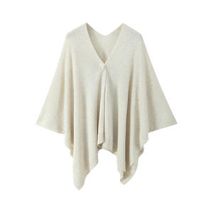 Cárdigan tipo chal de punto asimétrico extragrande para mujer Runqi, fino, ligero, de color liso, holgado, transpirable, con cuello en V, tipo poncho - Product Image 1