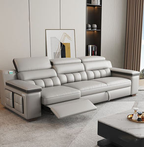 <span class=keywords><strong>Canapé</strong></span> modulaire de salon haut de gamme moderne à trois places avec structure en bois, revêtement en cuir blanc, rangement et caractéristiques écologiques - Product Image 3