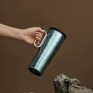 Vaso Térmico de Titanio Puro con Asa y Pajita, Taza de Café Iridiscente para Viaje, Caja de Regalo con Logotipo Personalizado - Product Image 5