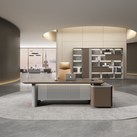 Bureau moderne de luxe en forme de L à lumière LED Nouveau design Bureau exécutif ergonomique et durable pour la maison Convertible pour patron PDG