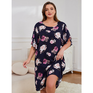 Europeo americano Plus Size indumenti <span class=keywords><strong>da</strong></span> <span class=keywords><strong>notte</strong></span> Sexy <span class=keywords><strong>da</strong></span> donna ampia <span class=keywords><strong>camicia</strong></span> <span class=keywords><strong>da</strong></span> <span class=keywords><strong>notte</strong></span> a maniche corte per ragazze paffute - Product Image 2