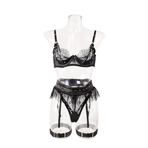 Nouvel ensemble de lingerie intime <span class=keywords><strong>sexy</strong></span> en polyester et terylène avec dentelle et rubans, modèle ODM, pour femme - Charme de minuit - Product Image 5