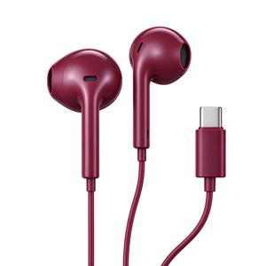 หูฟังแบบกึ่งอินเอียร์สีเบอร์กันดี แบบมีสาย Type C เสียงสเตอริโอคมชัด หูฟังแฟชั่นแบบมีสายสำหรับสมาร์ทโฟน - Product Image 3