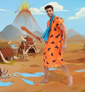 इनफ्टेबल कैवमैन बल्ले के साथ पुरुषों के कैवमैन पोशाक और टाई मजेदार सरल हेलोलीन आउट। - Product Image 5