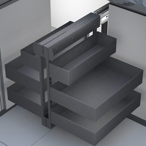 Modern Full Pull-Out Cabinet <b>Storage</b> Magic Corner <b>Kitchen</b> Modular Organizer Universal Blind Corner Metal <b>Kitchen</b> <b>Storage</b> System - Product Image 5
