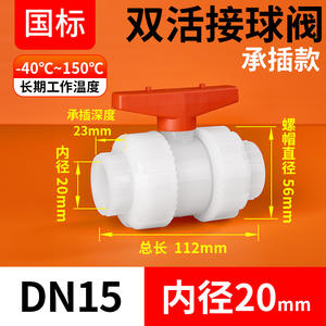 Válvula de Bola de Doble Unión de PVDF, Válvula Manual de Plástico para Agua, Químicos, Gas y Petróleo, Personalizable OEM - Product Image 2