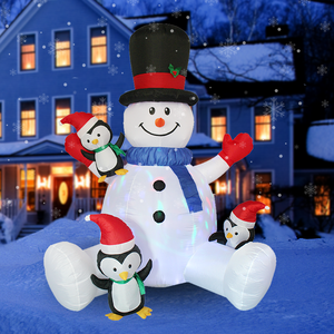 مهرجان في الهواء الطلق ثلج الديكور وثلاثة طيور البطريق مع ضوء ملون في الهواء الطلق عيد الميلاد نفخ - Product Image 4