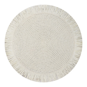 Meilleures ventes : Set de table rond en papier tressé de 38 cm avec pompon en papier, pour la maison et les restaurants, tapis isolant - Product Image 3