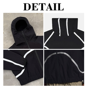KingSen Outdoor Loose Drop Shoulder Windbreaker Lightweight Breathable Casual Zip Up Hooded <b>Jacket</b> with Relaxed Fit for Men - Product Image 6