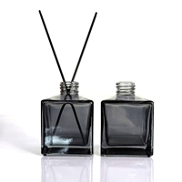 Grande Bouteille Vide de Luxe pour Diffuseur, en Verre Mat Noir avec Bouchon à Vis, Bouteille de Diffuseur en Verre Transparent avec Bâtonnets