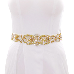 Ceinture de mariée avec <span class=keywords><strong>strass</strong></span> Ceinture perlée pour robe de mariée Ceinture en cristal pour la taille - Product Image 1