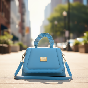 Sac bandoulière Fana Bonita Luisa bleu ciel, 7 pouces, fermeture éclair, en PU vegan, cadeau d'été - Product Image 2