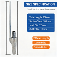 Born Machinery BV-MINI-3 Buse d'aspiration de sable en métal moulé, longueur 230 mm, entrée 12 mm, sortie 16 mm, aspiration Venturi pour sablage