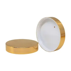 Bán Buôn 89400 89/400 Shiny Gold Kim Loại Nhôm Nhựa Mỹ Phẩm Jar Nắp Vàng Cho Miệng Lớn Jar