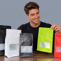 Sachets à fond plat de 250g à 1kg avec valve, en aluminium imprimé sur mesure pour grains de café, emballage OEM