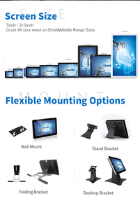 Monitor Táctil de 15.6, 18.5 y 21.5 Pulgadas con Marco Metálico Resistente, Pantalla Multitáctil PCAP, Resistente al Agua IP65 para Gabinete Industrial - Product Image 3