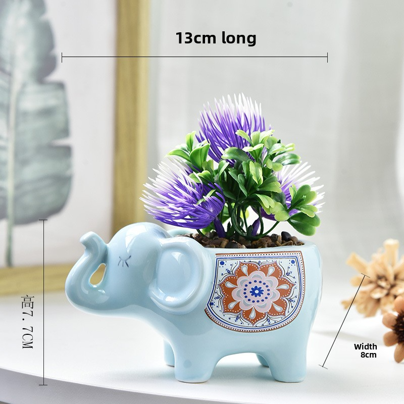 Elephant blue flower pot (without plants)