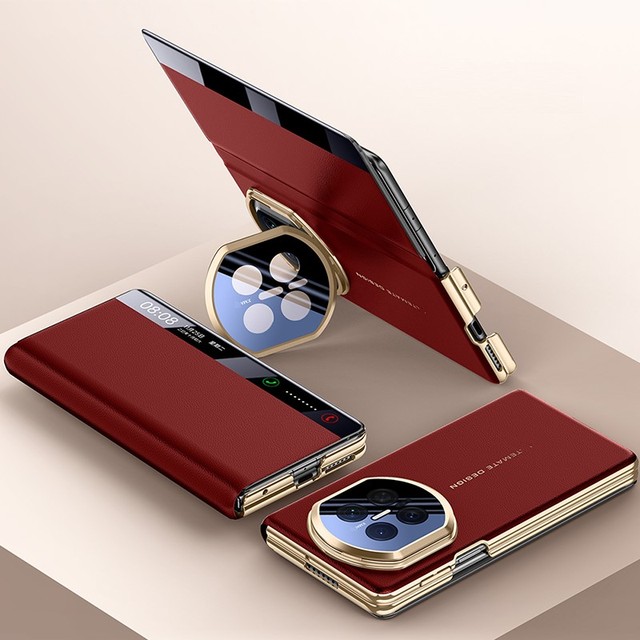 Luxury PU Leather Flip Cover with Camera Kickstan Holder Protective Mobile Phone Case for Huawei Mate X7 Flip Leather Case
