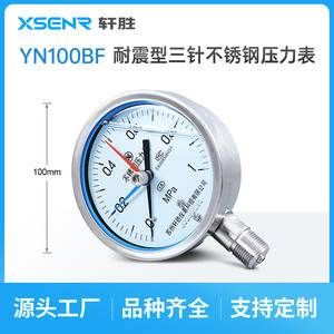 Manomètre en acier inoxydable Suzhou XuanSheng YN100BF 100 mm analogique à trois aiguilles pour usage industriel - Product Image 2