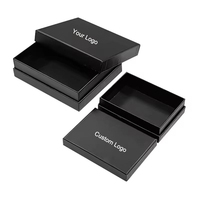 Boîte cadeau rigide noire en deux parties, haut de gamme, recyclable, avec doublure en satin, couvercle et base imprimés sur mesure, emballage en carton rigide pour bijoux