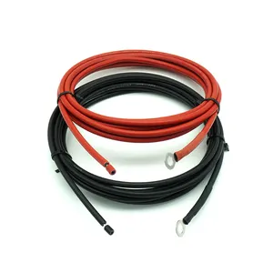 PNTECH ขายร้อนสีดำสายไฟสายพลังงานแสงอาทิตย์4 AWG หรือ25 Mm2 M8แหวนขั้วเชิงลบแบตเตอรี่ตะกั่วสายสำหรับระบบพลังงานแสงอาทิตย์ Pv