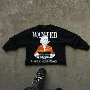 Camiseta de Manga Larga con Logotipo Personalizado, Serigrafía Desgastada, Cuello Alto, Transpirable, de Secado Rápido, 100% Algodón, para Hombre - Product Image 1