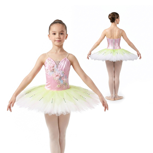 Tutú de Ballet Profesional Color Rosa Pastel con Apliques Florales, Pedrería, Diseño de Flor de Loto, para Actuaciones Escénicas, Traje Clásico de Ballet - Product Image 1