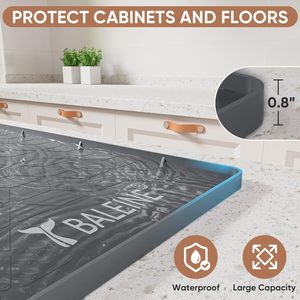 BALEINE S202 Tapis d'évier moderne en silicone imperméable 34" x 22" de qualité alimentaire à motif géométrique, épaisseur 1,5 mm, avec support antidérapant pour cuisine - Product Image 4