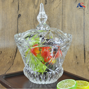 Bol à sucre <span class=keywords><strong>en</strong></span> verre rond gravé spécial bonbons aux fruits bocal à collation avec couvercle <span class=keywords><strong>mini</strong></span> <span class=keywords><strong>pot</strong></span> de cuisine pour le stockage de bijoux de noix de pois - Product Image 2