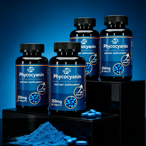 Factory Wholesale OEM Pure Natural Phycocyanin Powder E6/E18/E25/E40 Blue Spirulina Phycocyanin <b>Tablet</b> Capsules for Immune 250mg - Product Image 2