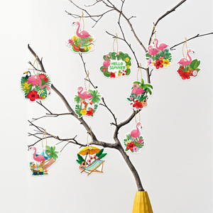 Adornos colgantes de flamencos de papel, decoraciones para fiestas de verano en la playa, accesorios reutilizables con temática hawaiana - Product Image 3